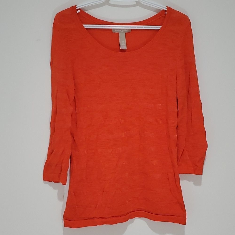Banana Republic medium orange striped long sleeve shirt